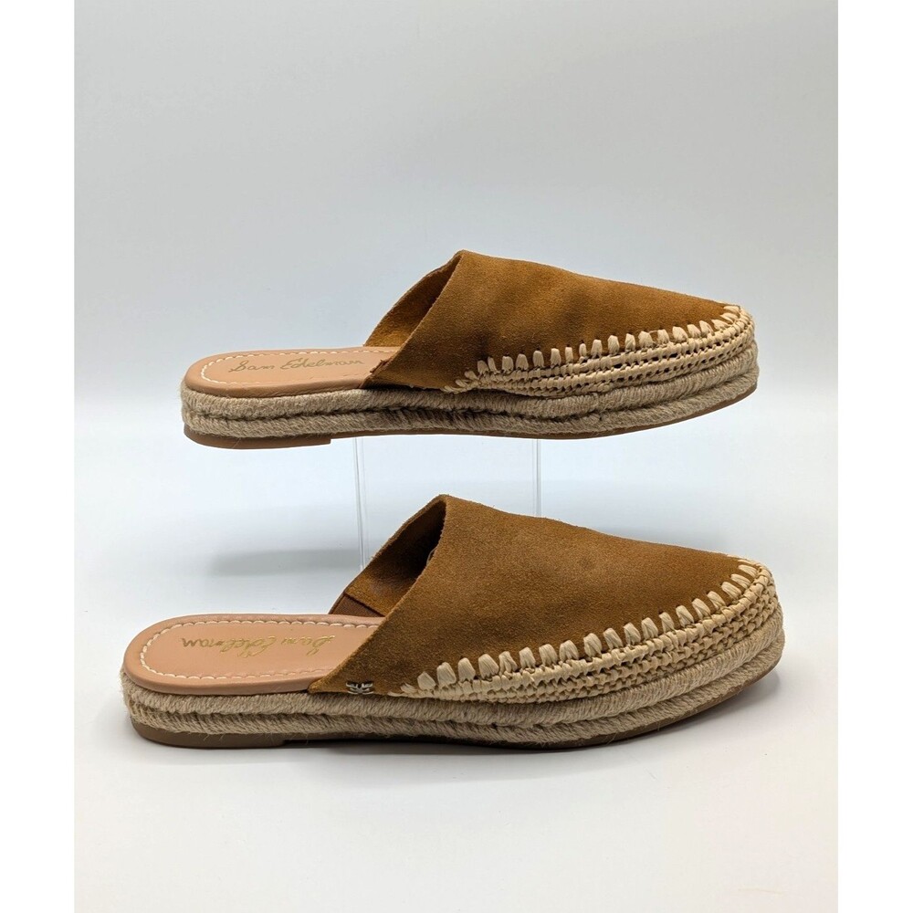 Sam Edelman Austin Mules Women 7 Brown Suede Slip-On Espadrille